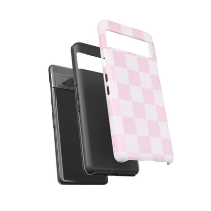 Light Pink Checkerboard Phone Case | Pastel Aesthetic Checkered iPhone & Samsung Tough Case
