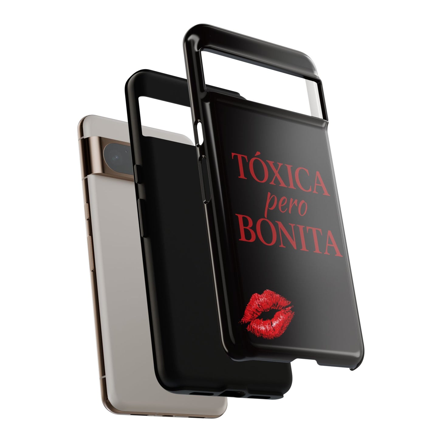 Toxica Pero Bonita Phone Case, Latina Quote Case, Red Lips Aesthetic, Spanish Saying Case, Trendy Tough Cover