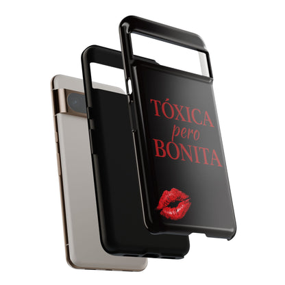 Toxica Pero Bonita Phone Case, Latina Quote Case, Red Lips Aesthetic, Spanish Saying Case, Trendy Tough Cover