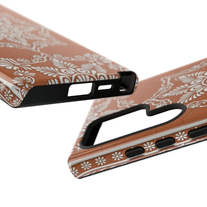 Talavera Terracotta Phone Case | Mexican Floral Pattern iPhone & Samsung Tough Case | Boho Clay Aesthetic Cover