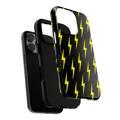 Yellow Lightning Bolt Tough Phone Case | Bold Electric Pattern Case for Iphone, Samsung Galaxy and Pixel
