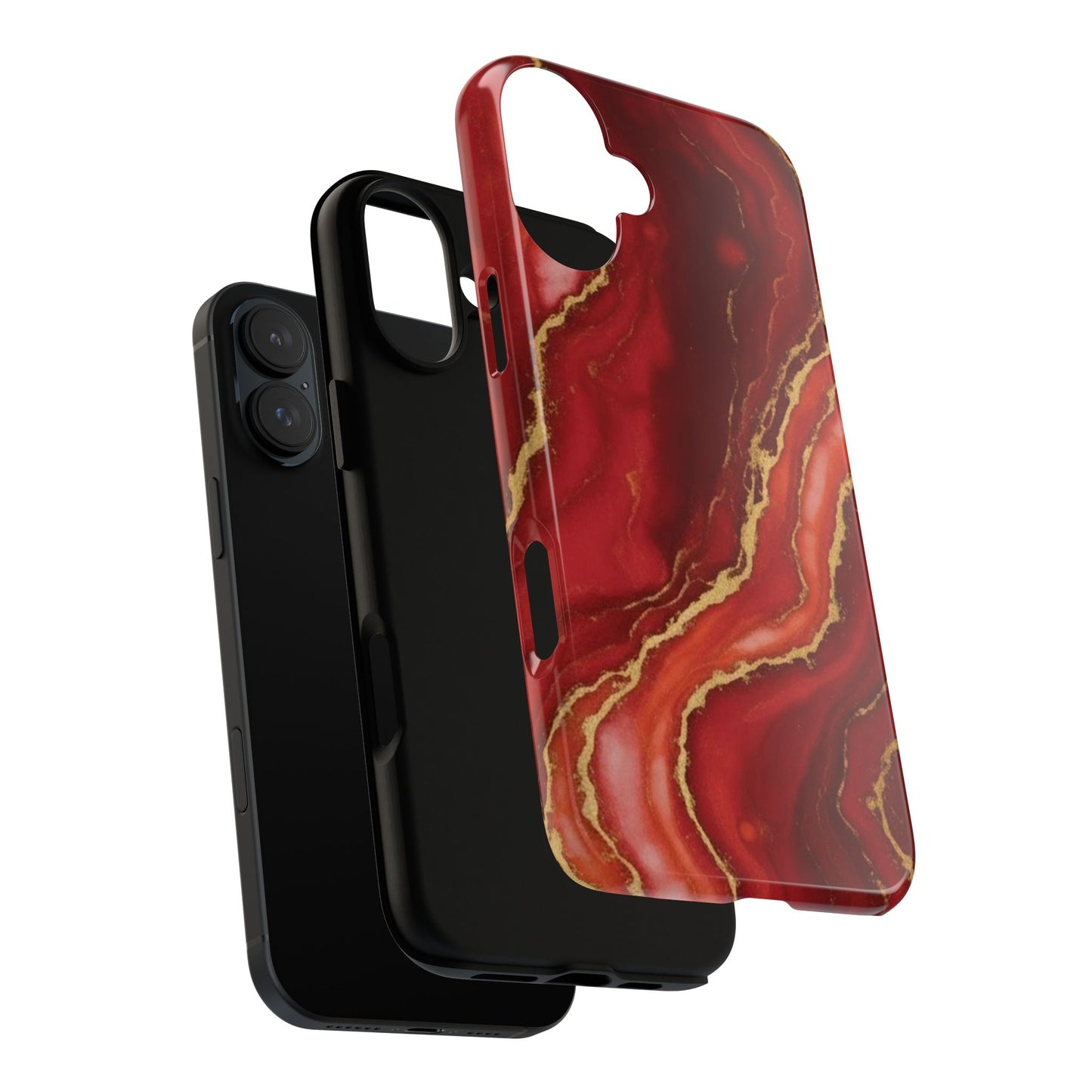 Red Agate Marble Phone Case with Gold Veins – Luxury Tough iPhone & Samsung Case