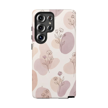 Blush Floral Phone Case Neutral Botanical Watercolor Tough Cover
