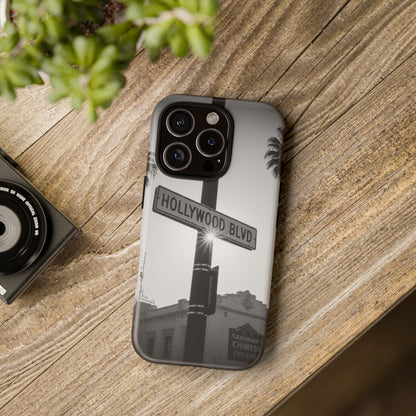 Hollywood Blvd Phone Case | Vintage Los Angeles Street Sign | Black & White LA Aesthetic