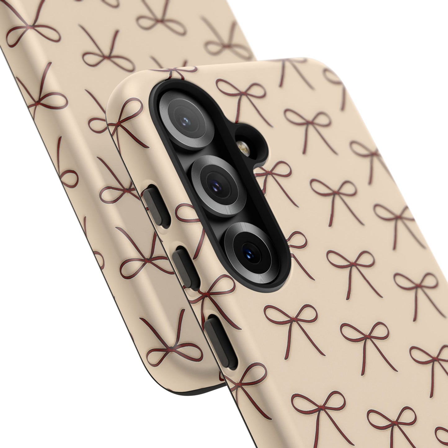 Coquette Bow Phone Case | Neutral Beige Aesthetic iPhone & Samsung Tough Case