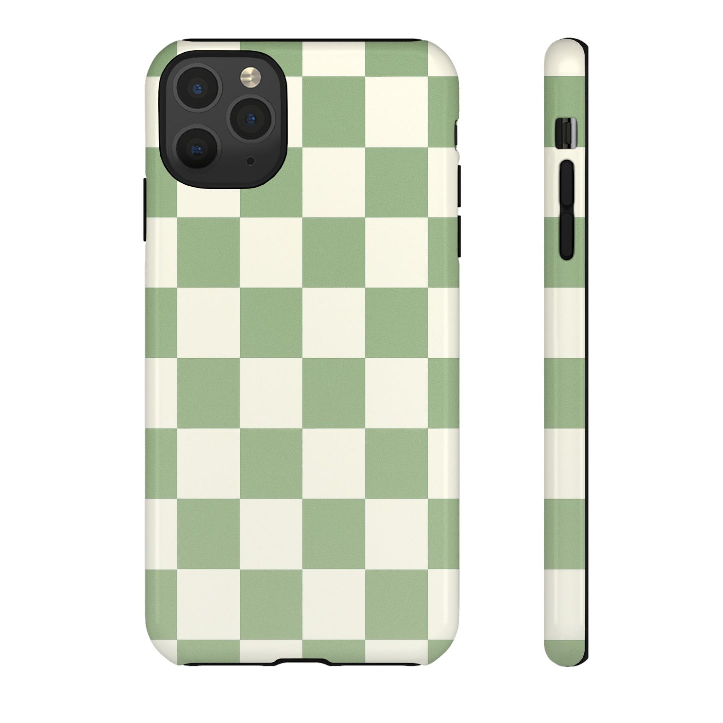 Sage Green Checkerboard Phone Case | Minimal Aesthetic Tough Case