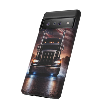 Semi Truck Phone Case American Flag Big Rig Trucker Gift iPhone Samsung