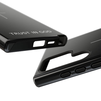 Trust in God Phone Case Minimal Cross Christian Black Tough Cover