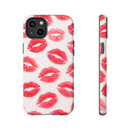 Red Lipstick Kiss Phone Case – Sexy Lip Print Pattern Tough Protective Cover