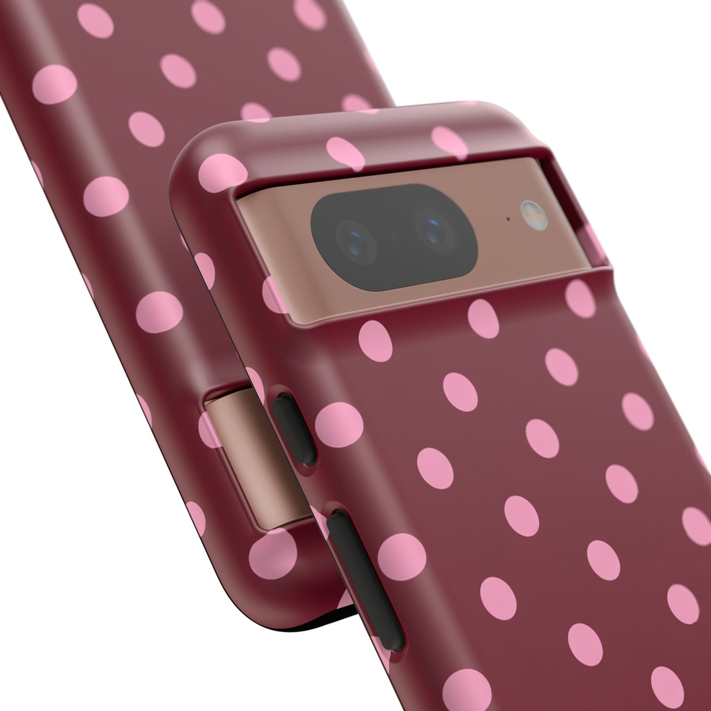 Pink Polka Dot Phone Case – Cute Aesthetic Tough Protective Phone Cover for Iphone, Samsung Galaxy and Pixel
