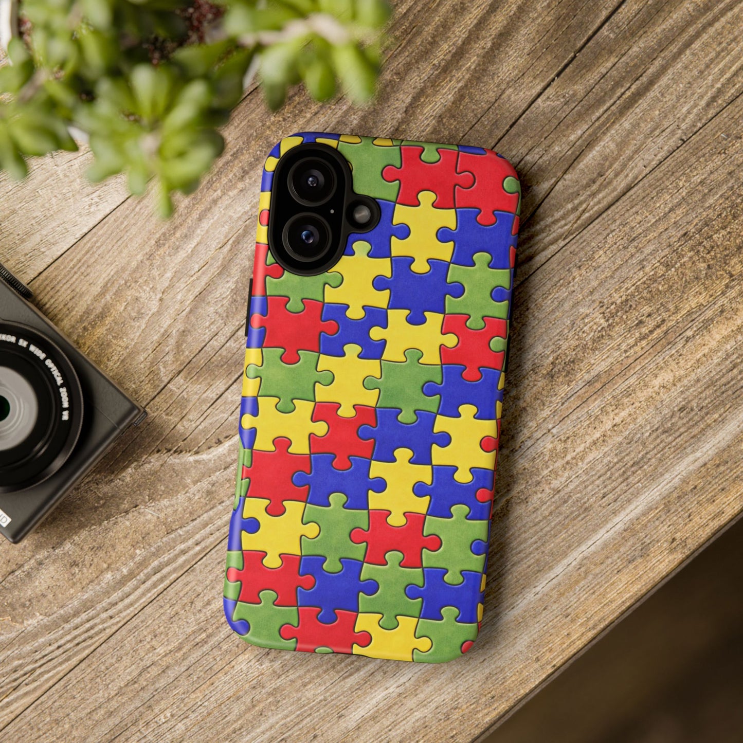 Colorful Puzzle Phone Case, Autism Awareness Jigsaw Design, Tough Protective Case, iPhone & Samsung Case, Vibrant Puzzle Pattern