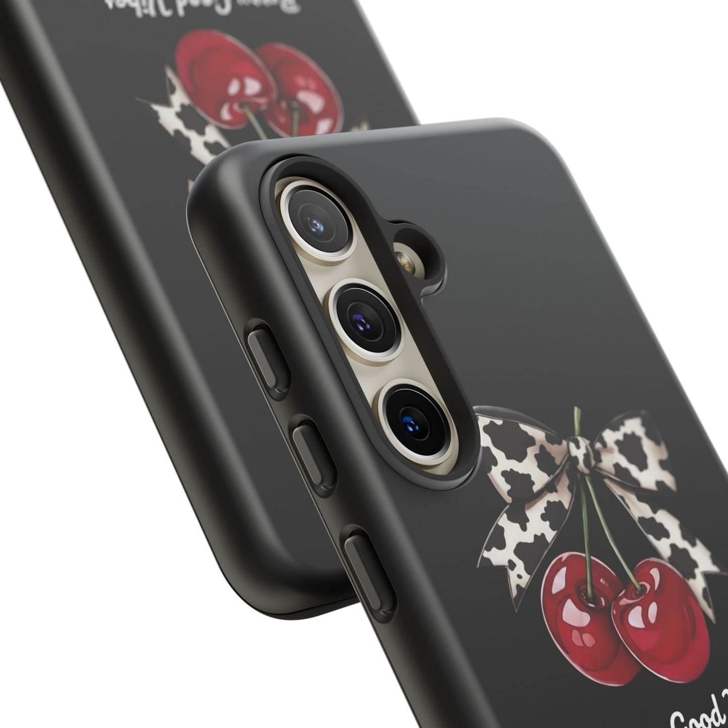 Cherry Cow Print Phone Case | Coquette Bow Aesthetic iPhone & Samsung Tough Case