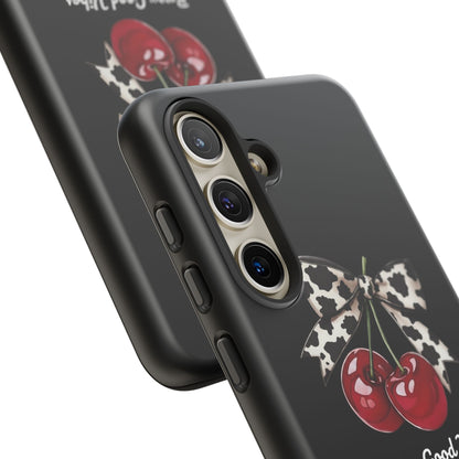 Cherry Cow Print Phone Case | Coquette Bow Aesthetic iPhone & Samsung Tough Case
