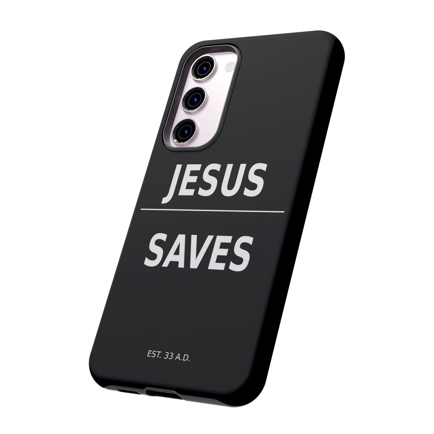 Jesus Saves Phone Case Christian Religious Minimalist Black Tough Cover