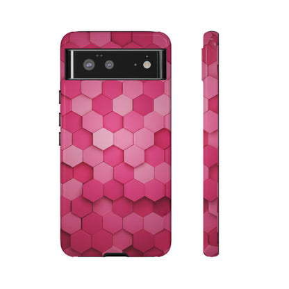 Hot Pink Hexagon Phone Case | Honeycomb Geometric Aesthetic | Cute Pink iPhone & Samsung Tough Protective Case