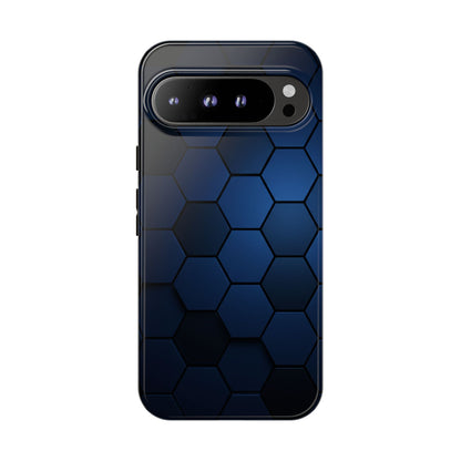 Blue Hexagon Gradient Phone Case | Honeycomb Geometric Tech Aesthetic | Minimalist Tough Case for iPhone & Samsung