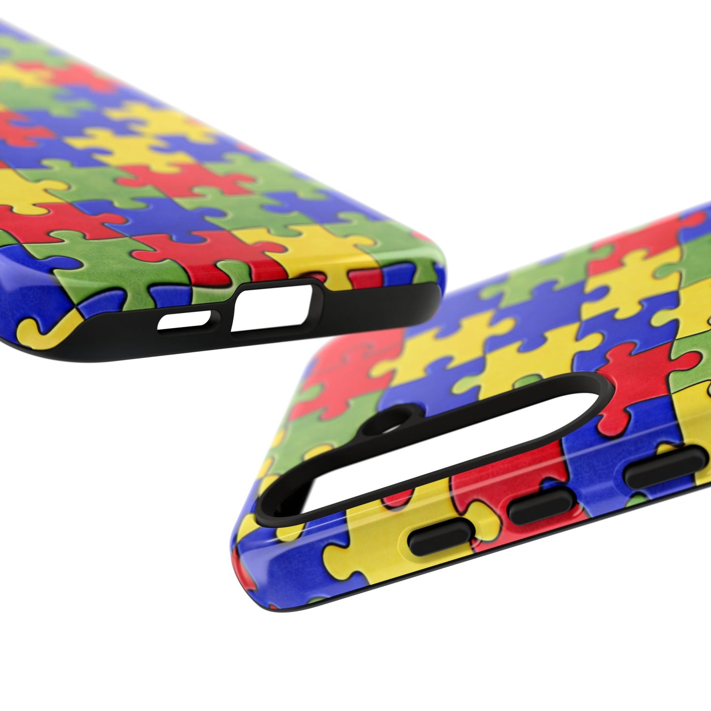Colorful Puzzle Phone Case, Autism Awareness Jigsaw Design, Tough Protective Case, iPhone & Samsung Case, Vibrant Puzzle Pattern