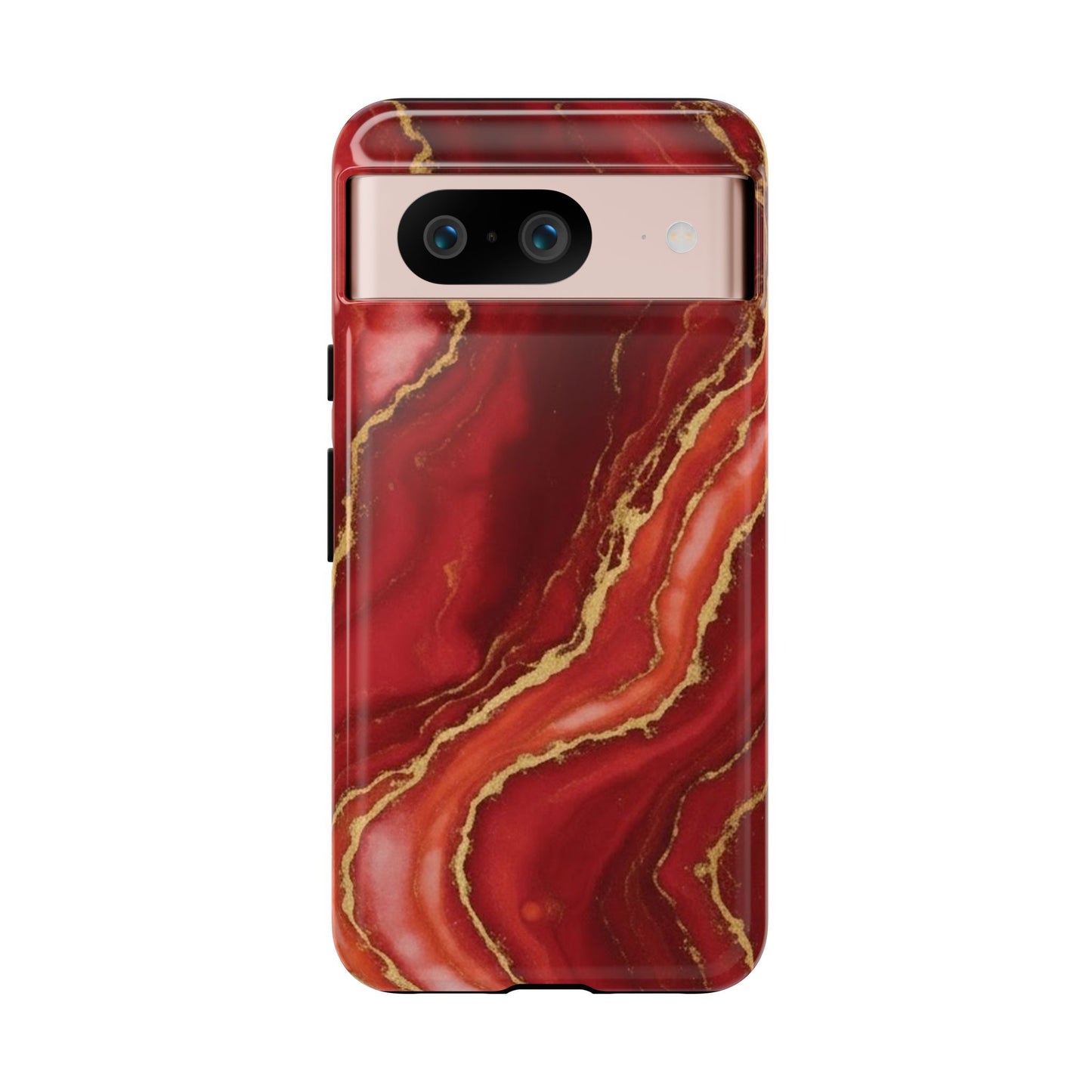 Red Agate Marble Phone Case with Gold Veins – Luxury Tough iPhone & Samsung Case