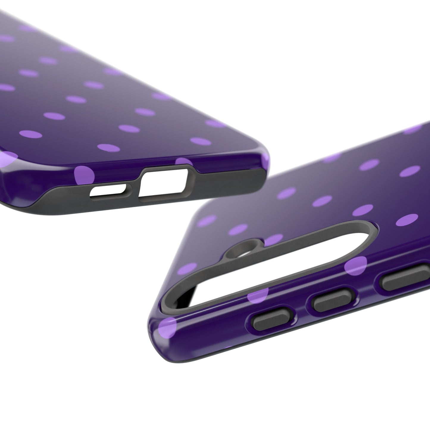 Purple Polka Dot Tough Phone Case – Cute Stylish Durable Protective Cover for Iphone, Samsung Galaxy and Pixel