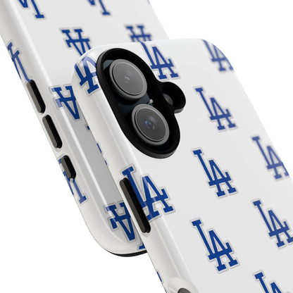 Blue LA Monogram Pattern Phone Case | Minimal Baseball Inspired Tough Cover