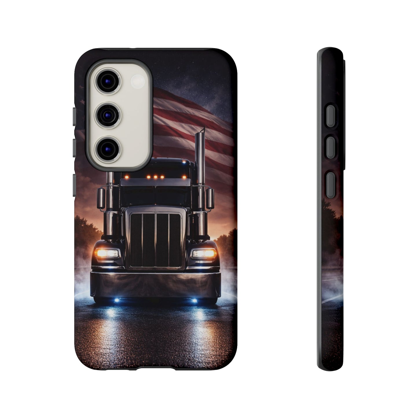 Semi Truck Phone Case American Flag Big Rig Trucker Gift iPhone Samsung