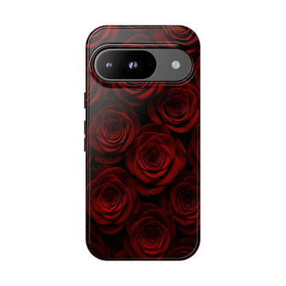 Dark Red Rose Phone Case – Gothic Floral Tough Case (iPhone, Samsung, Pixel)