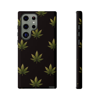 Cannabis Leaf Phone Case Green Weed Leaf Pattern Tough Protective Cover