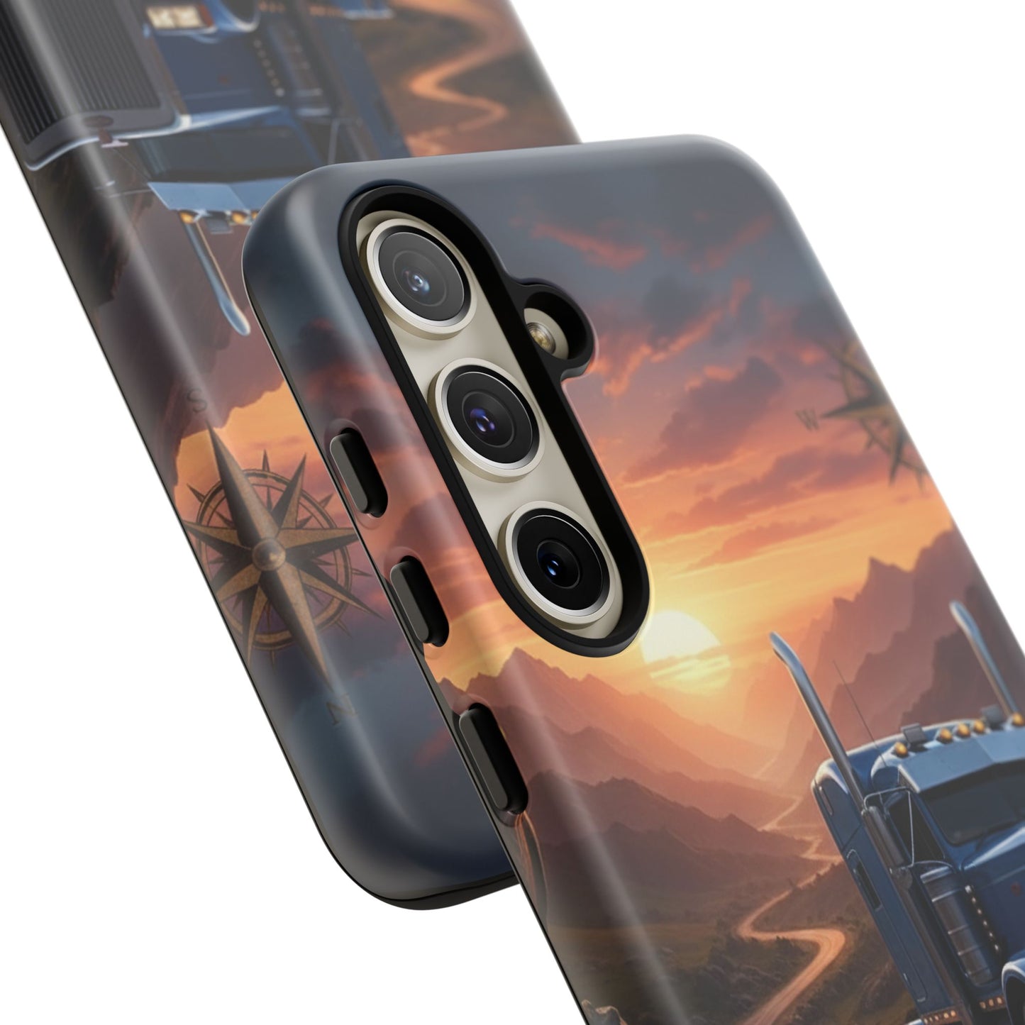 Semi Truck Sunset Phone Case | Trucker Gift | Diesel Truck Highway Road iPhone & Samsung Tough Protective Case