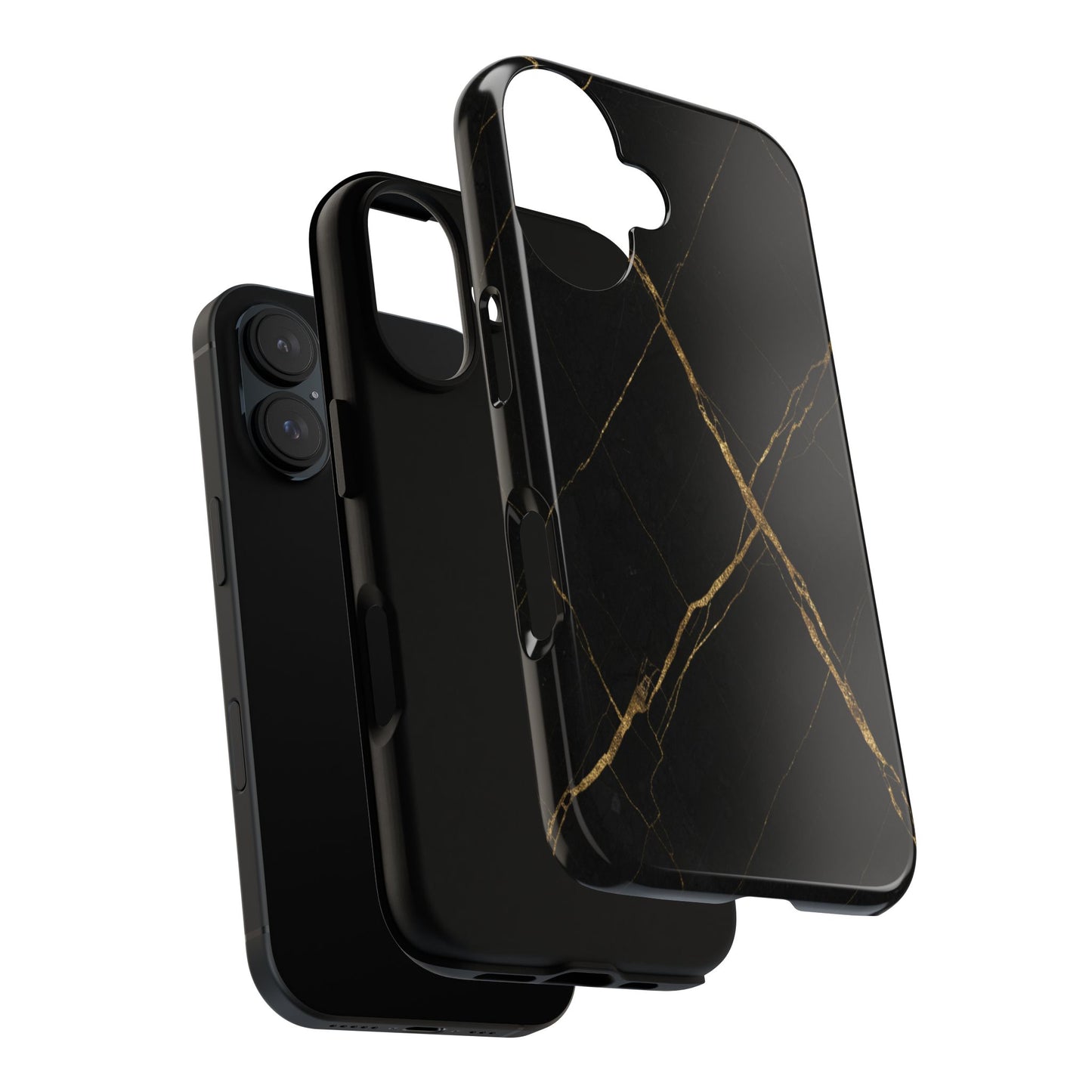 Black Marble Phone Case with Gold Veins – Luxury Minimal Aesthetic Tough Case