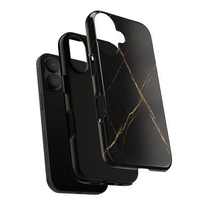 Black Marble Phone Case with Gold Veins – Luxury Minimal Aesthetic Tough Case