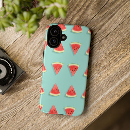 Watermelon Phone Case – Pastel Blue Summer Fruit Tough Case (iPhone, Samsung, Pixel)