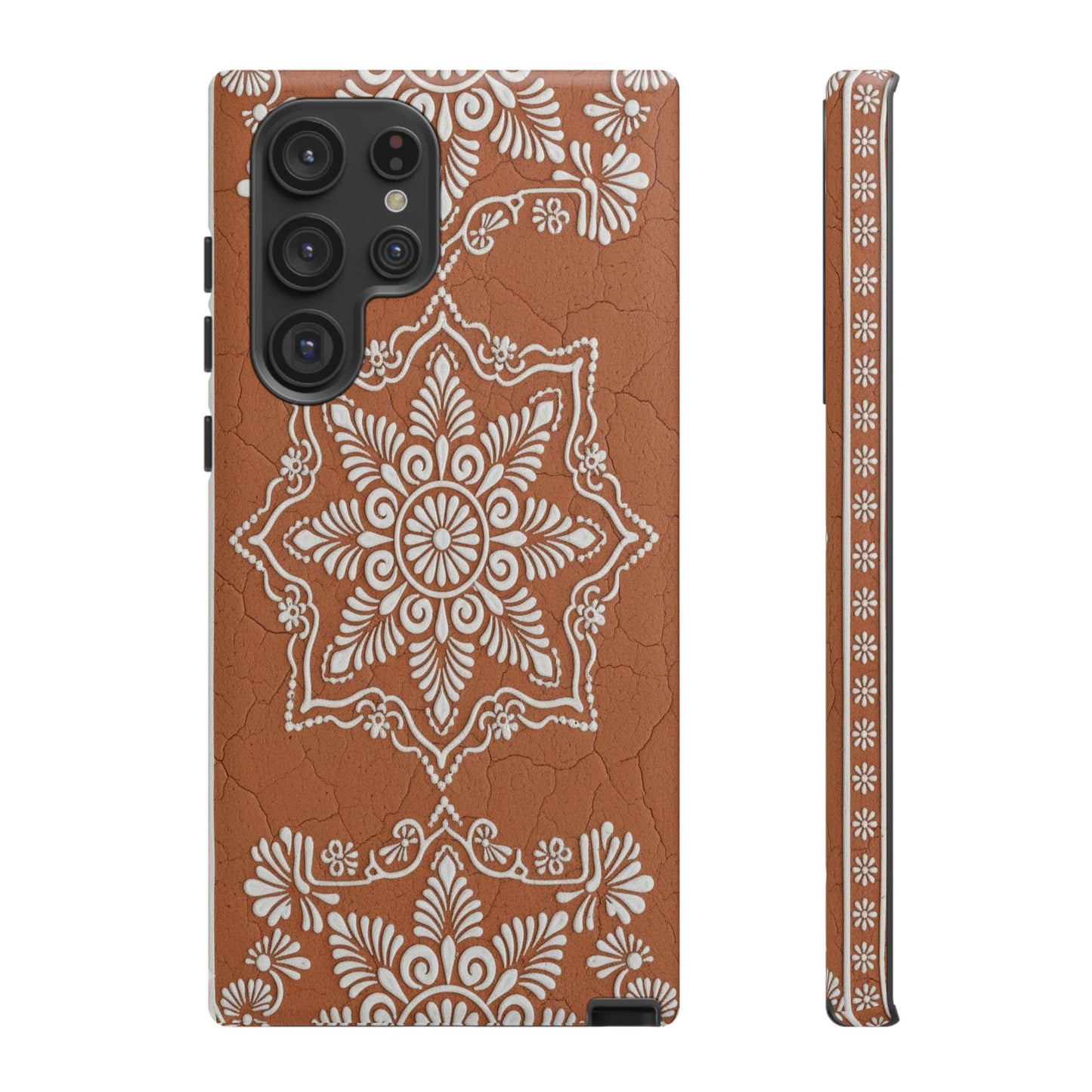 Talavera Terracotta Phone Case | Mexican Floral Pattern iPhone & Samsung Tough Case | Boho Clay Aesthetic Cover