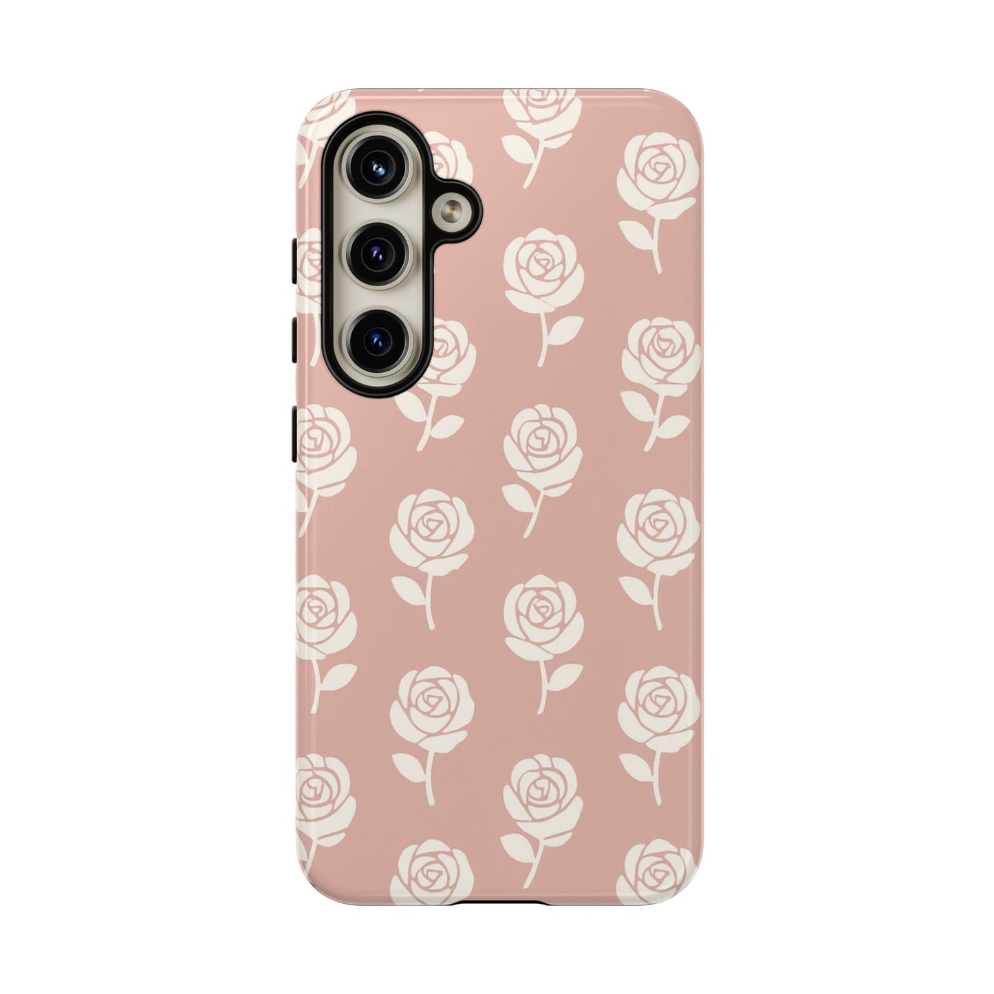 White Rose Pattern Tough Phone Case | Elegant Floral Aesthetic Case for Iphone, Samsung Galaxy and Pixel