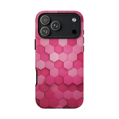 Hot Pink Hexagon Phone Case | Honeycomb Geometric Aesthetic | Cute Pink iPhone & Samsung Tough Protective Case