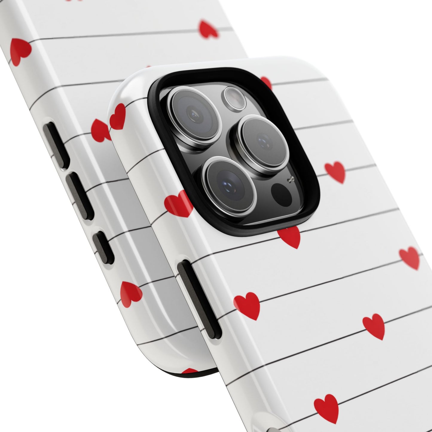 Red Heart Stripe iPhone Case | Tough Shockproof Love Aesthetic Cover