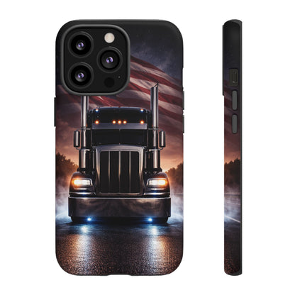 Semi Truck Phone Case American Flag Big Rig Trucker Gift iPhone Samsung