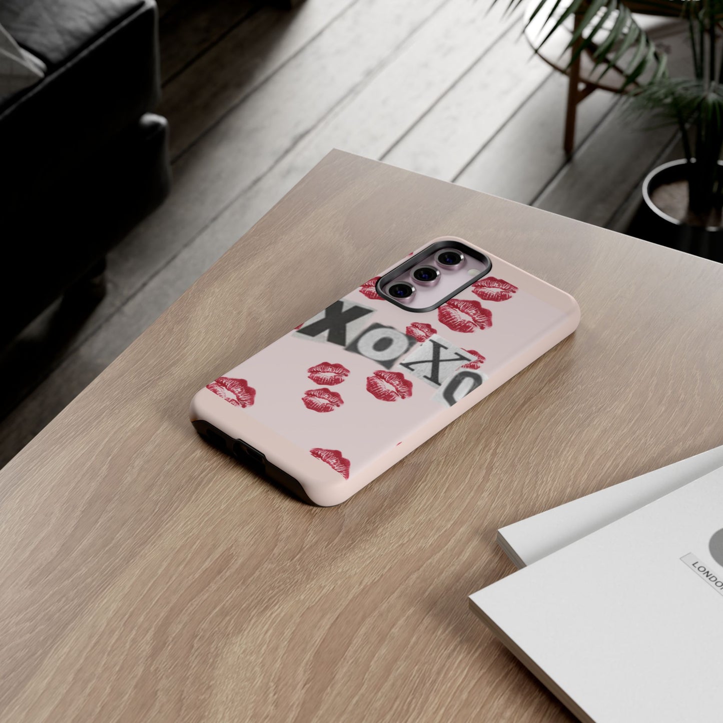 XOXO Kiss Print Phone Case | Coquette Valentine Aesthetic | Cute Pink Lipstick Kiss Tough Case for iPhone & Samsung