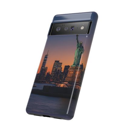 Statue of Liberty Sunset Phone Case – New York City Skyline Travel Aesthetic Tough Case