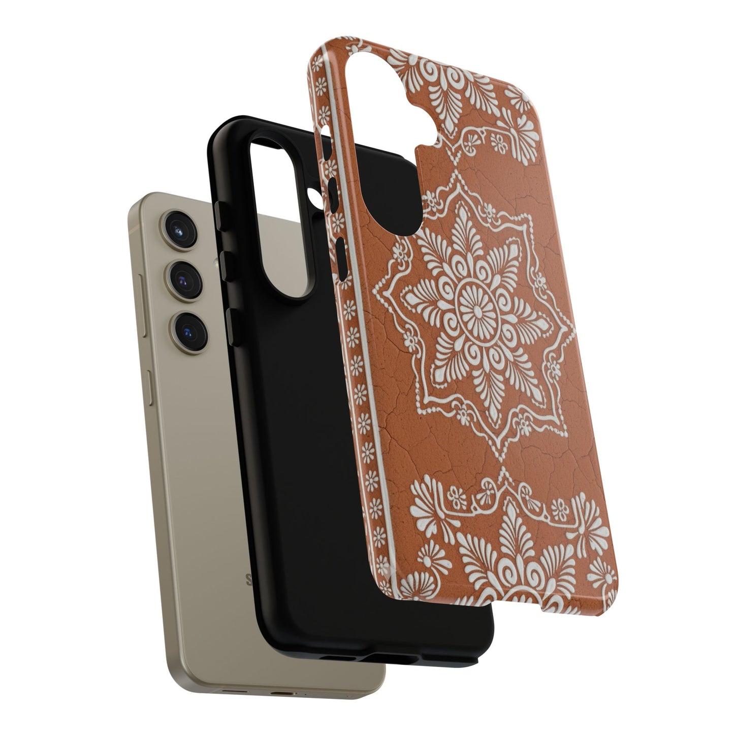 Talavera Terracotta Phone Case | Mexican Floral Pattern iPhone & Samsung Tough Case | Boho Clay Aesthetic Cover