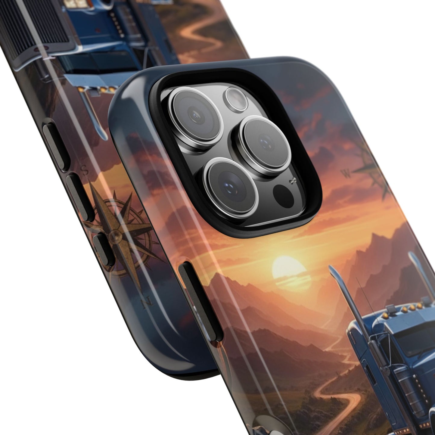 Semi Truck Sunset Phone Case | Trucker Gift | Diesel Truck Highway Road iPhone & Samsung Tough Protective Case
