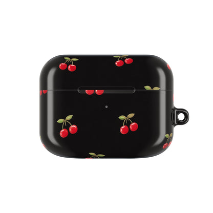 Cherry Pattern AirPod Case — Cute Black Cherry Protective Cover