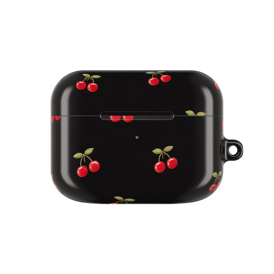 Cherry Pattern AirPod Case — Cute Black Cherry Protective Cover