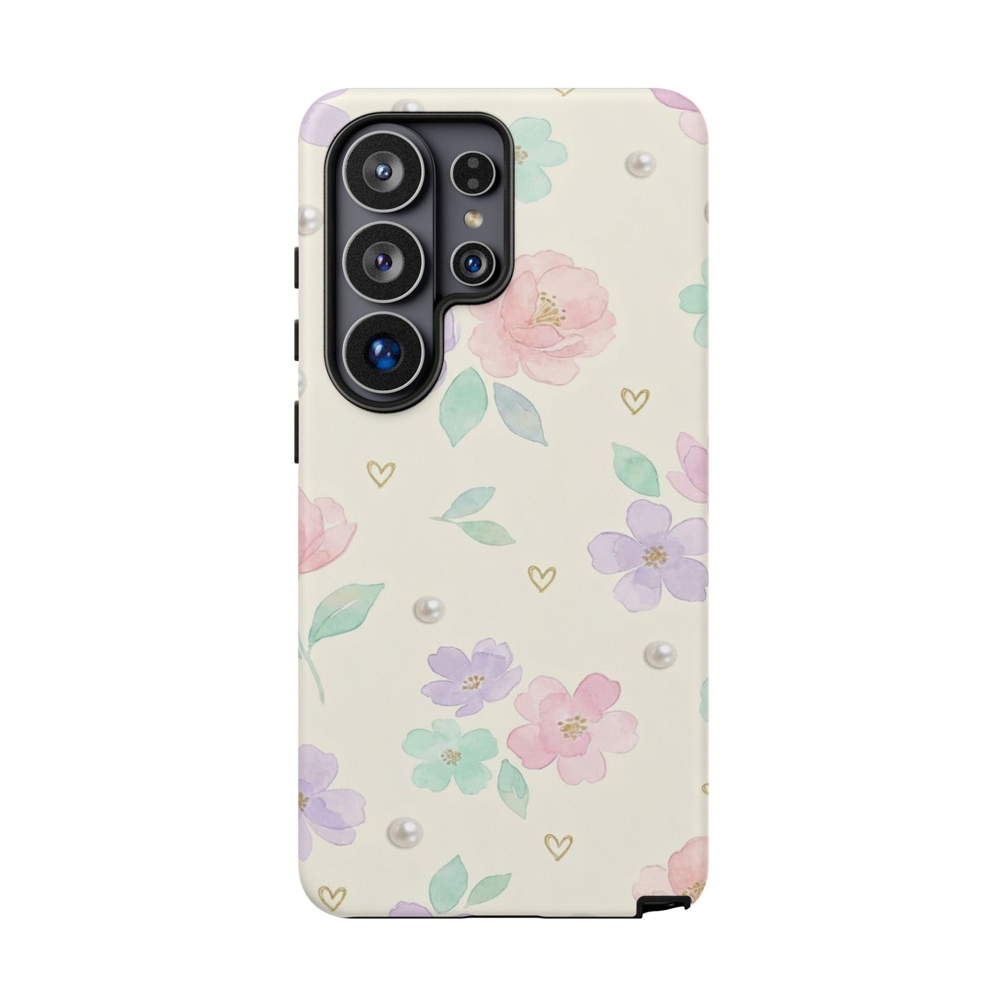 Pastel Floral Phone Case – Coquette Watercolor Flower Hearts Tough Case (iPhone, Samsung, Pixel)