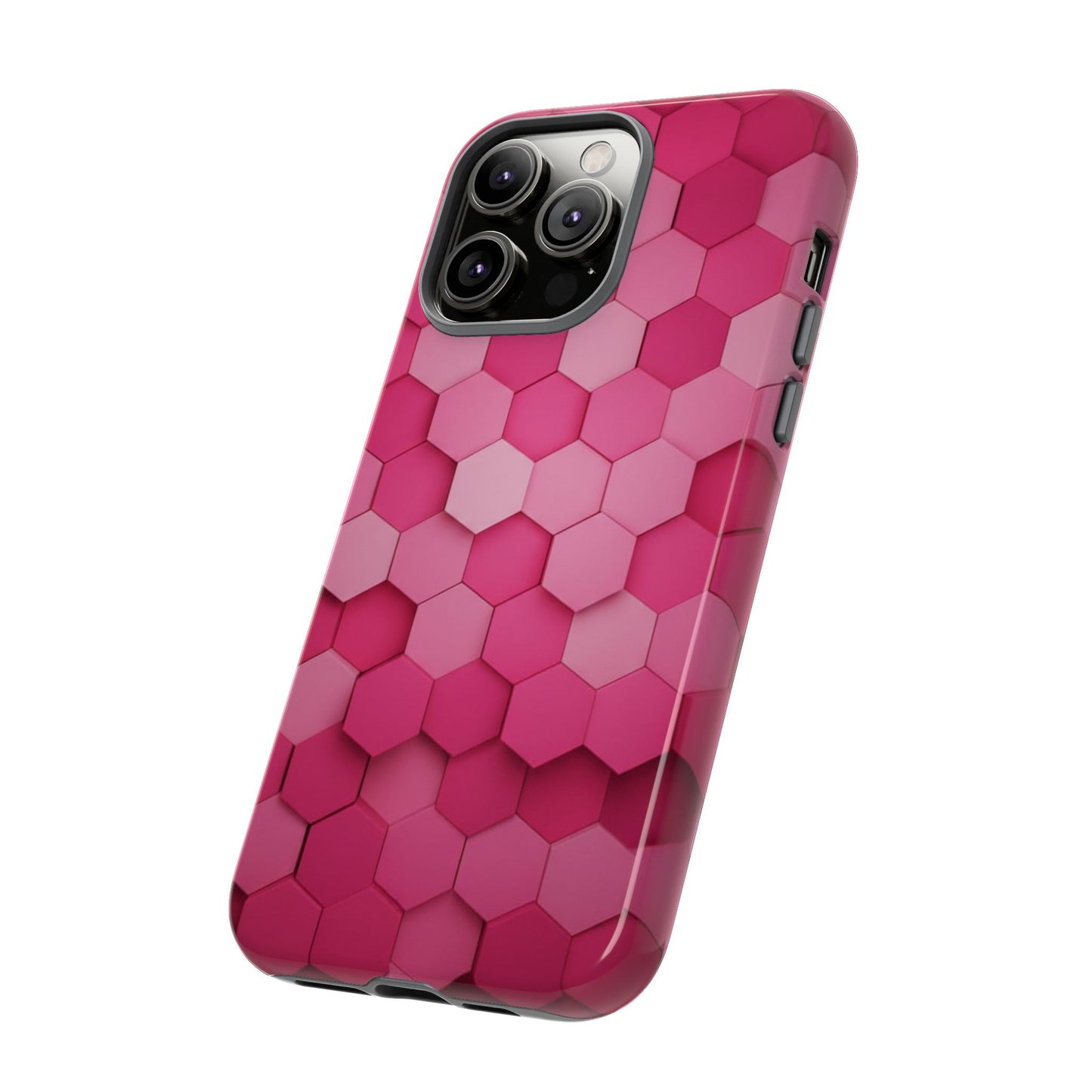 Hot Pink Hexagon Phone Case | Honeycomb Geometric Aesthetic | Cute Pink iPhone & Samsung Tough Protective Case