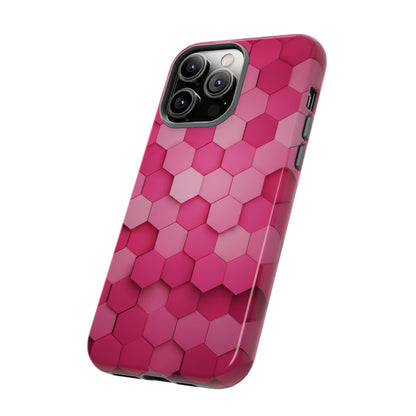 Hot Pink Hexagon Phone Case | Honeycomb Geometric Aesthetic | Cute Pink iPhone & Samsung Tough Protective Case