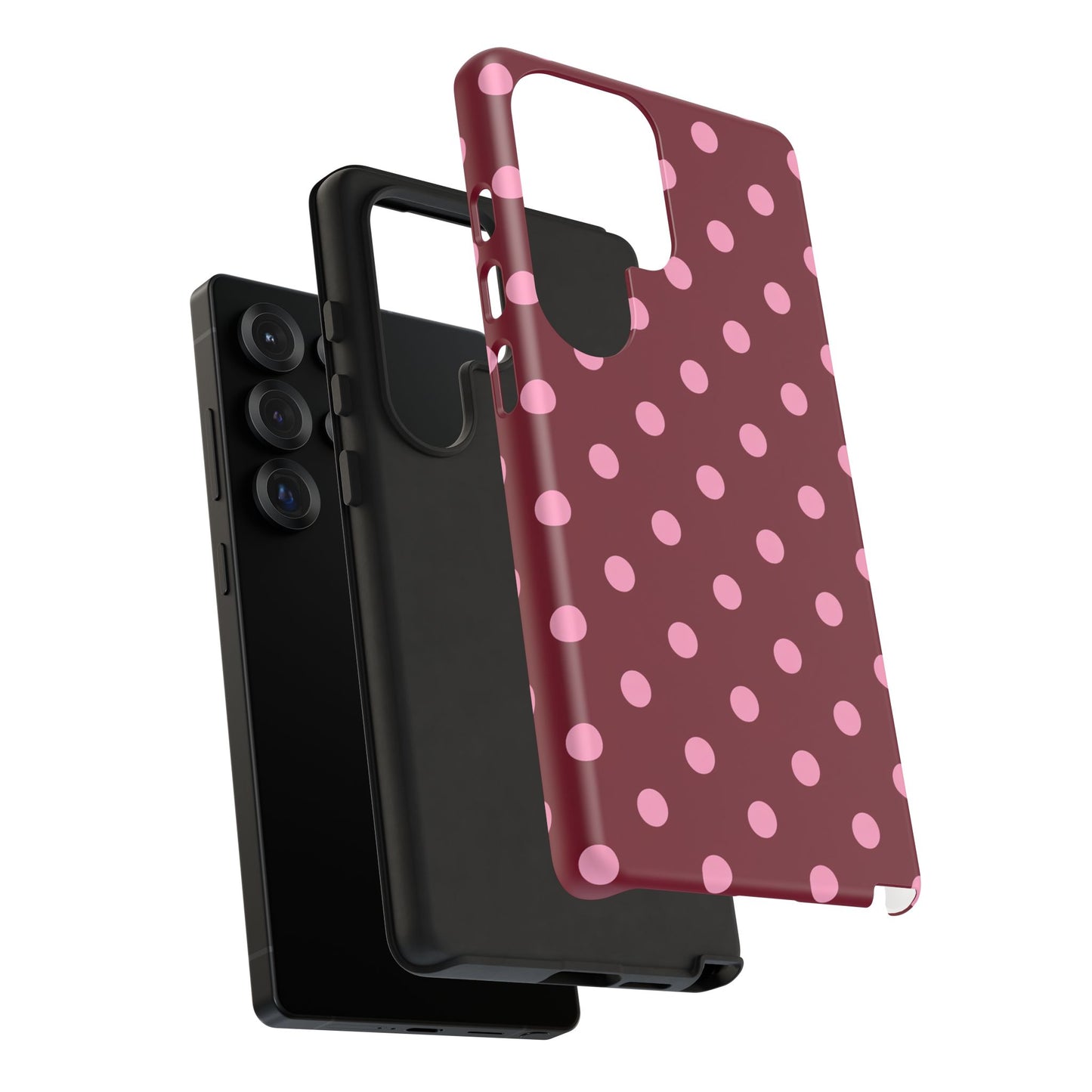 Pink Polka Dot Phone Case – Cute Aesthetic Tough Protective Phone Cover for Iphone, Samsung Galaxy and Pixel