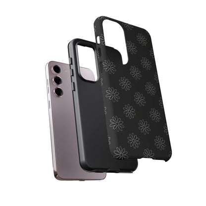 Black Daisy Floral Phone Case – Slim Protective Tough Case for Iphone, Samsung Galaxy and Pixel