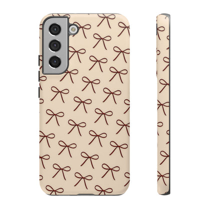Coquette Bow Phone Case | Neutral Beige Aesthetic iPhone & Samsung Tough Case