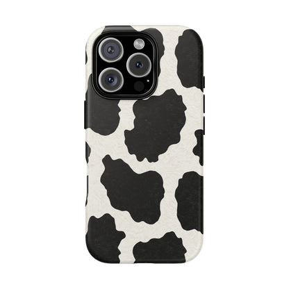 Black & White Cow Print Phone Case | Western Aesthetic iPhone & Samsung Tough Case