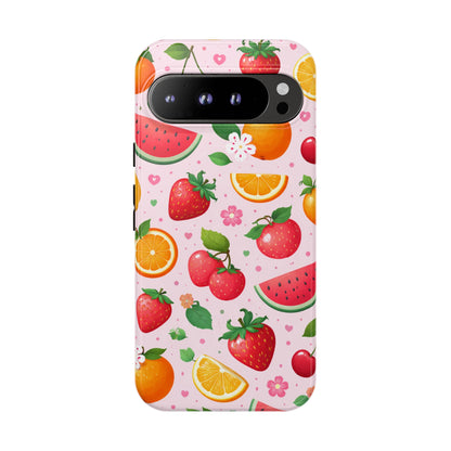 Fruit Phone Case – Tough Shockproof, Strawberry Cherry Citrus Summer Design for Iphone, Samsung Galaxy and Pixel